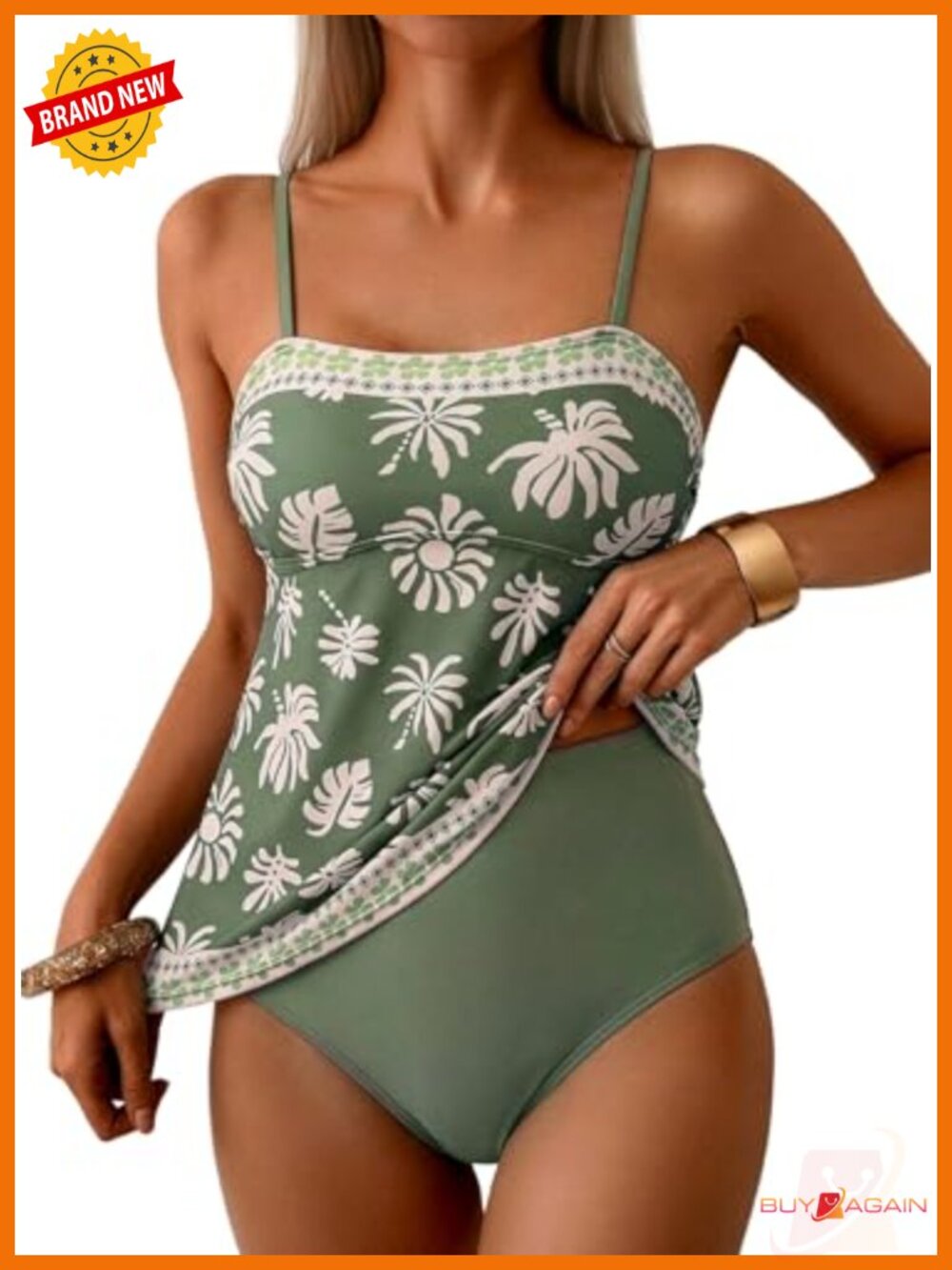 Flowy Boho Floral Tankini Set Two Piece Swimsuits Square Neck